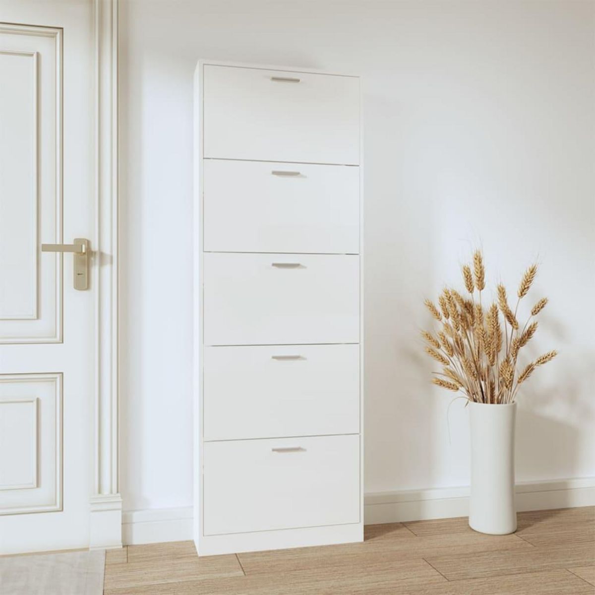 VIDAXL Armoire a chaussure Blanc brillant 59x17x169 cm Bois ingenierie