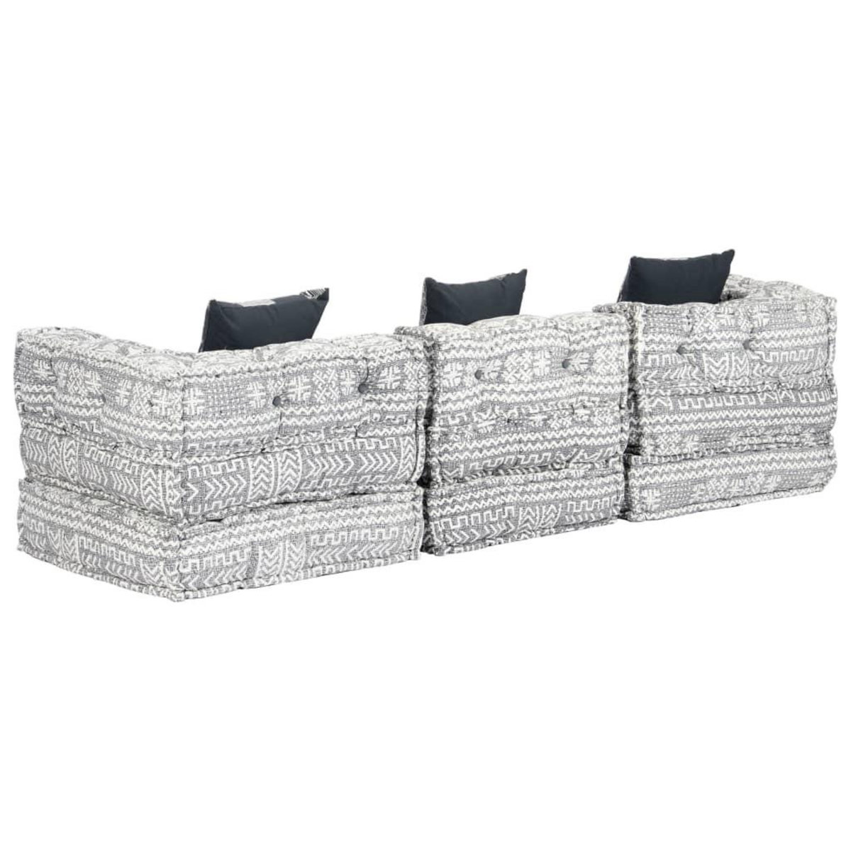 VIDAXL Pouf modulaire a 3 places Gris clair Tissu