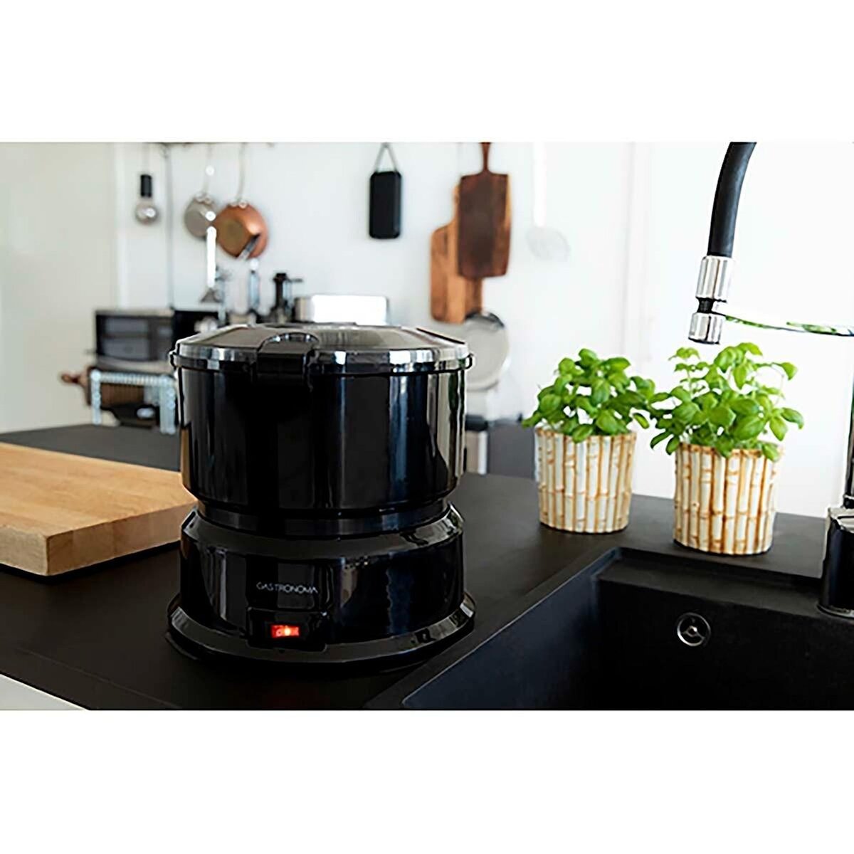 GASTRONOMA Eplucheuse à Pommes de Terre Électrique 85W avec Essoreuse à Salade - Robot Eplucheur automatique Noir Gastronoma