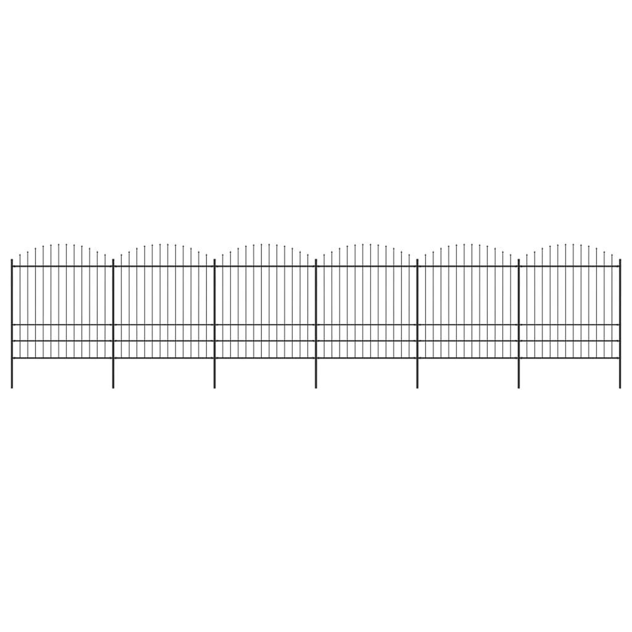 VIDAXL Cloture de jardin a dessus en lance Acier (1,75-2)x10,2 m Noir