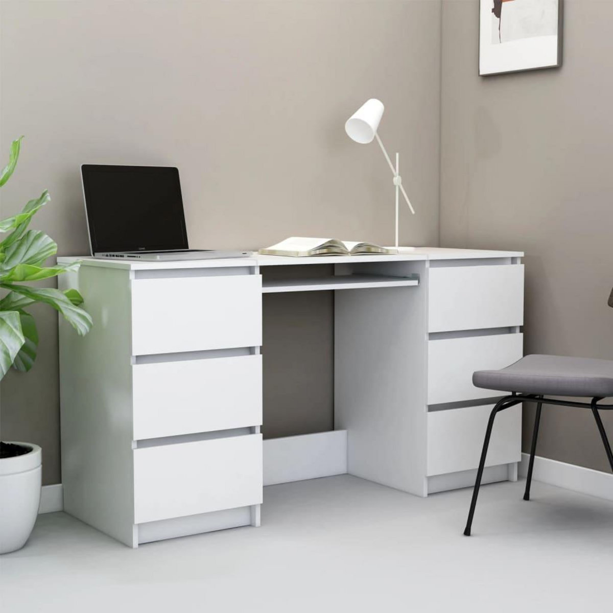 VIDAXL Bureau Blanc 140x50x77 cm Bois d'ingenierie