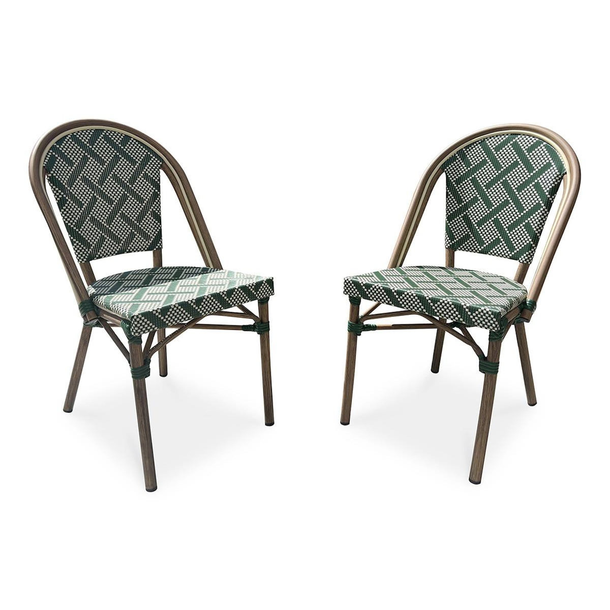 Paris Prix Lot de 2 Chaises de Jardin Empilable  Bistro  87cm Vert