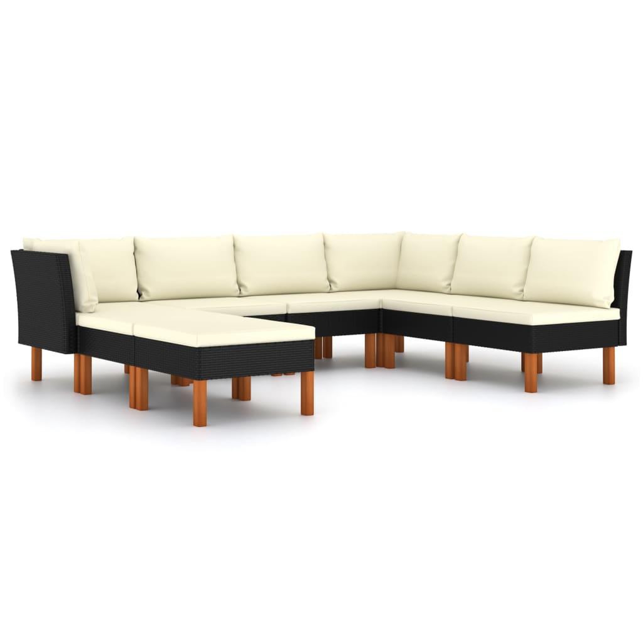 Voir la diapositive 2 : VIDAXL Salon de jardin 8 pcs avec coussins Resine tressee Noir