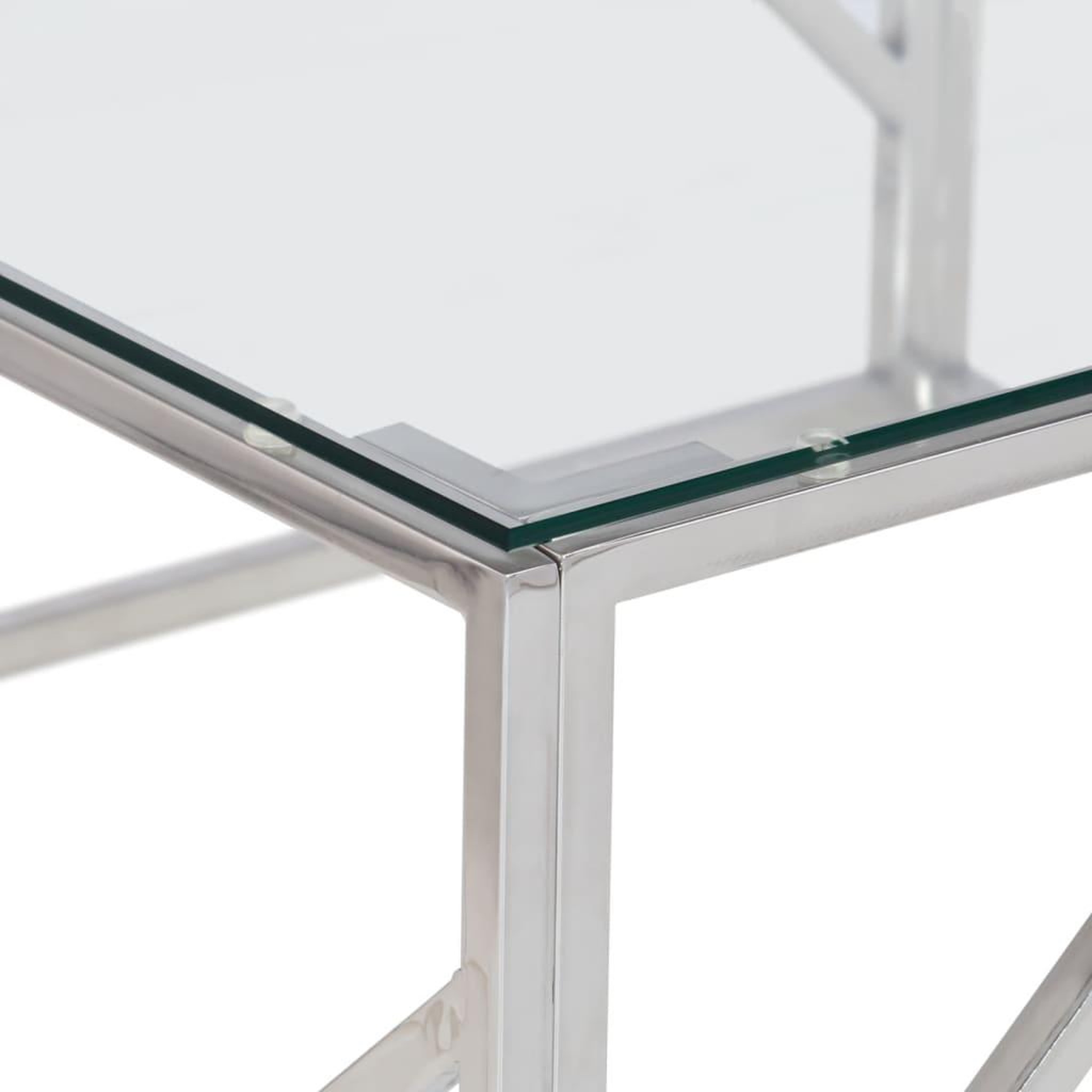 Voir la diapositive 4 : VIDAXL Table basse argente acier inoxydable et verre trempe