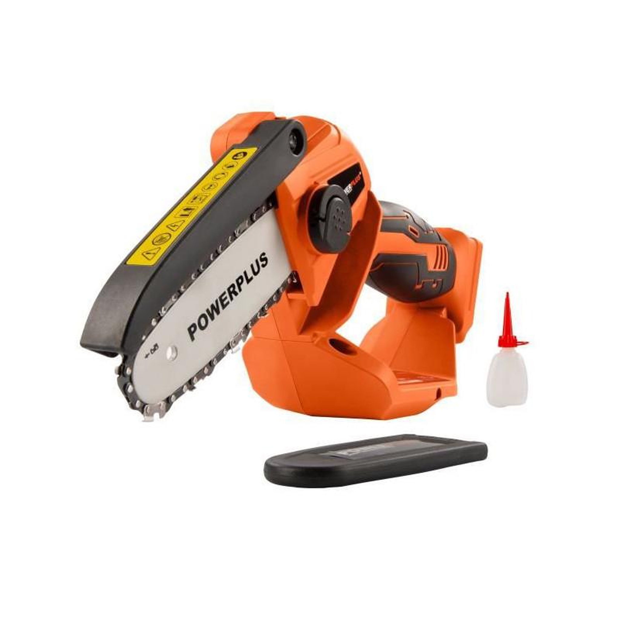 DUAL POWER Mini tronçonneuse a batterie 20V Dual Power POWDPG7572 - Guide de 100 mm a 14 Dents - Livré sans batterie ni chargeur