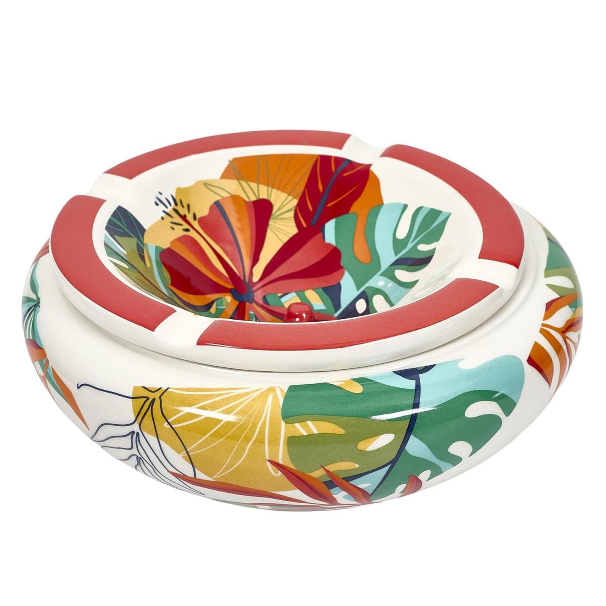 The Home Deco Factory Cendrier xxl en céramique  floral  24cm multicolore