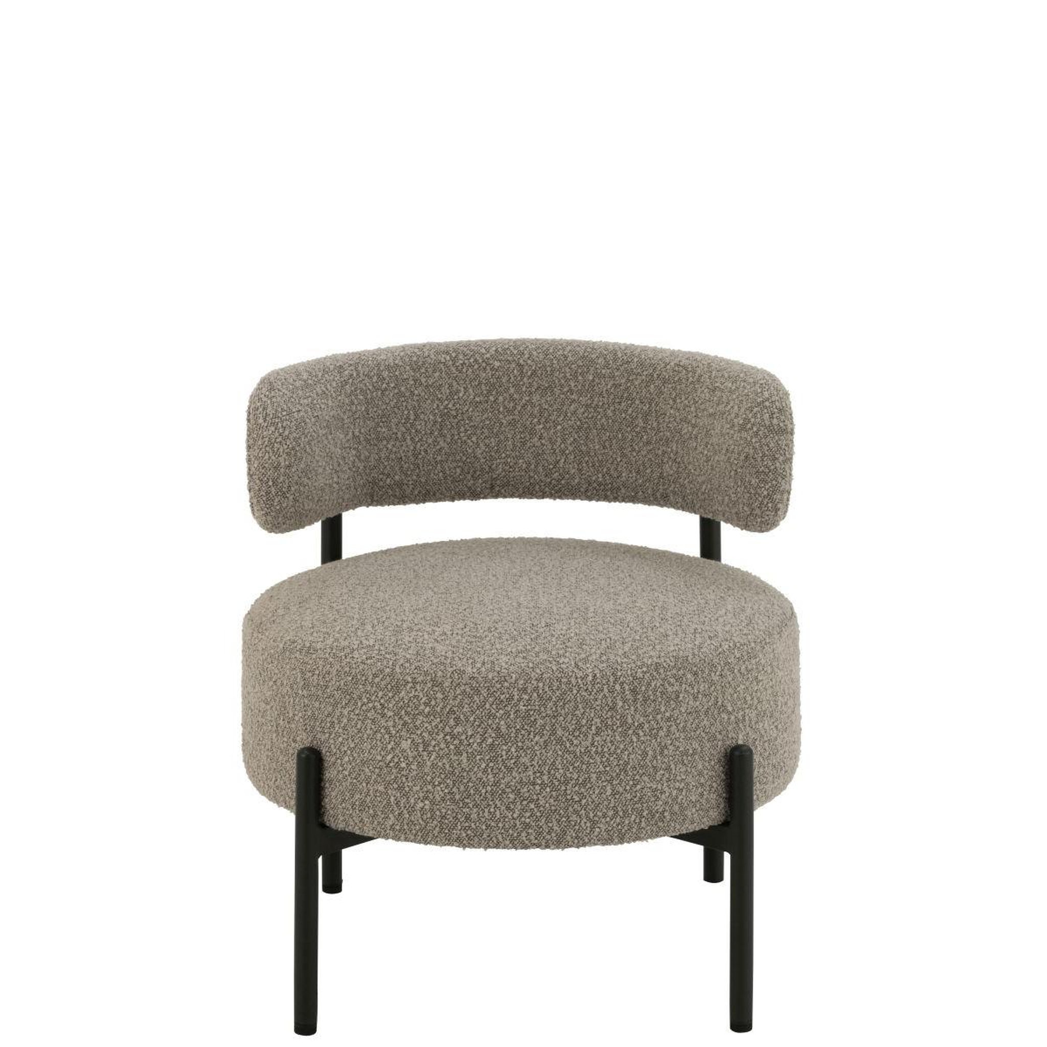 Voir la diapositive 2 : J-LINE Fauteuil lounge en tissu bouclé  aldo  67cm gris