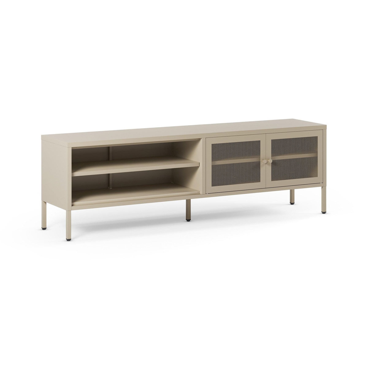 Rendez vous déco Meuble TV en métal beige 2 portes, 160 cm-Latem