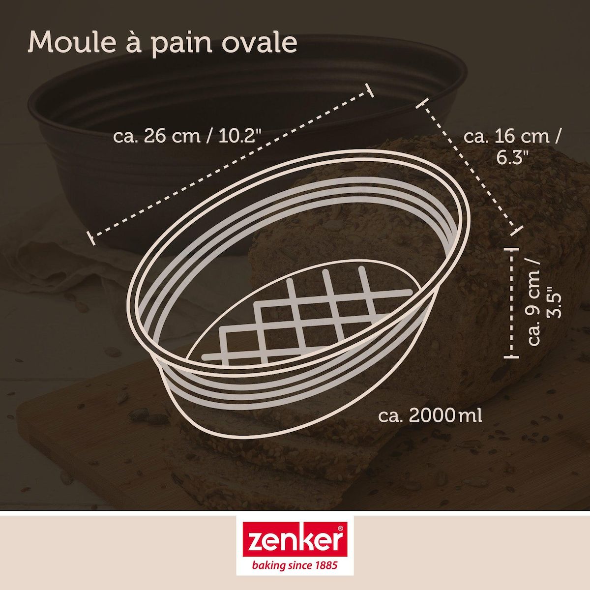 ZENKER Set pâtisserie avec moule à pain ovale 26 cm, 2 bols à mixer, verre mesureur et spatule Zenker