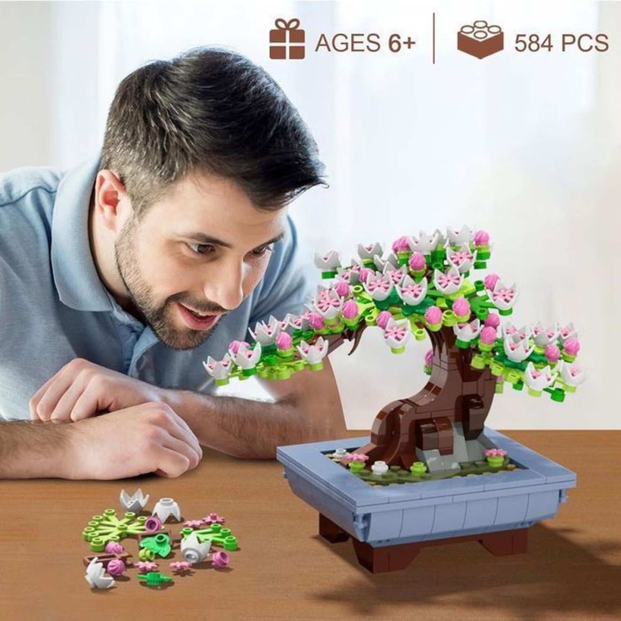 Voir la diapositive 2 : Kit de construction bonsaï 4 en 1 584 pièces – décor intérieur saisons (printemps, automne, hiver)