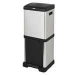 HOMCOM Poubelle automatique détecteur de mouvement poubelle tri selectif 3  bacs capacité totale 72L acier inox. brossé pas cher 