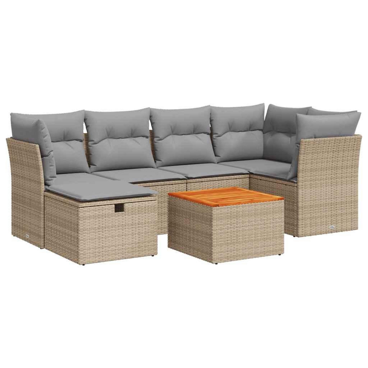 VIDAXL Salon de jardin avec coussins 7 pcs beige resine tressee