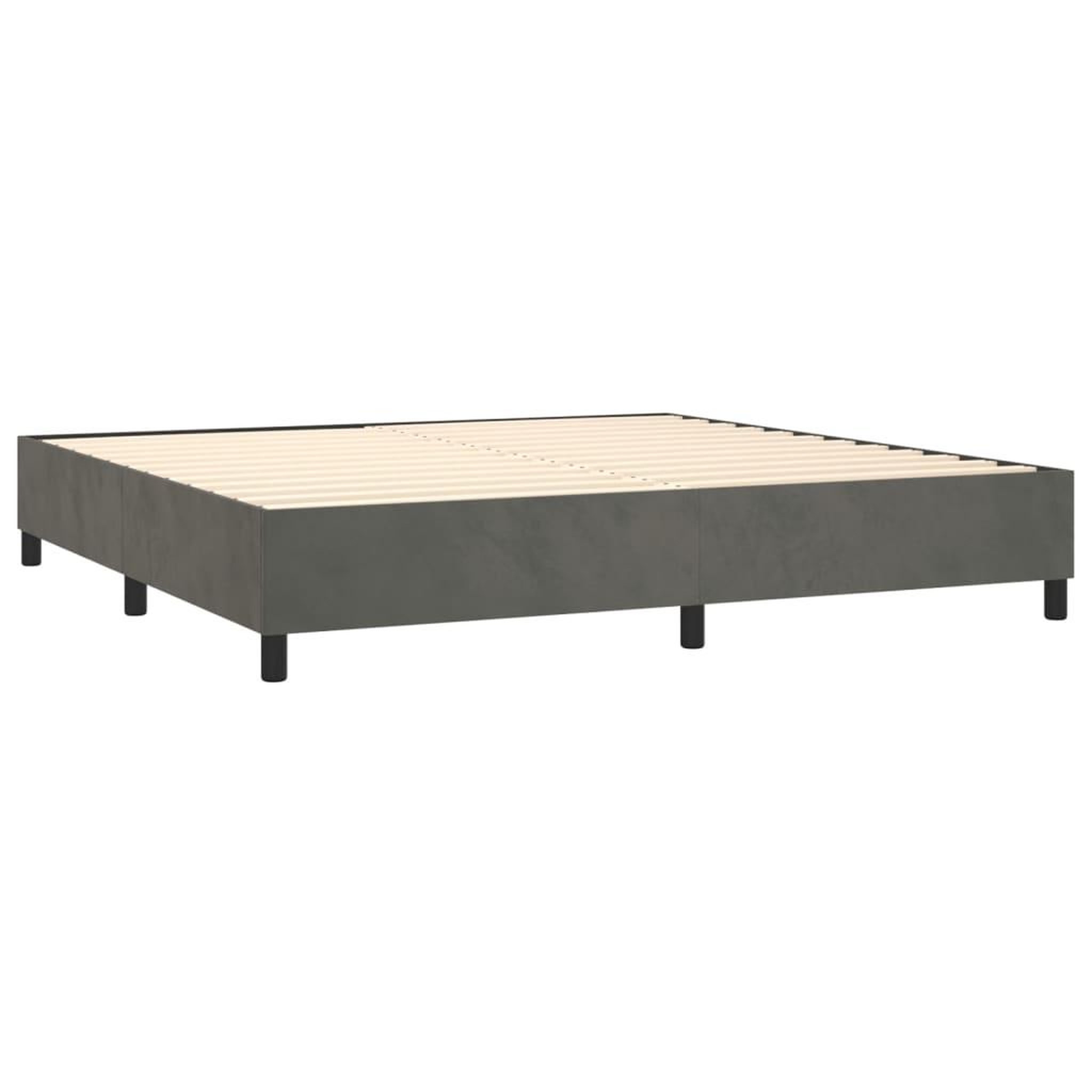Voir la diapositive 4 : VIDAXL Sommier a lattes de lit et matelas Gris fonce 200x200cm Velours