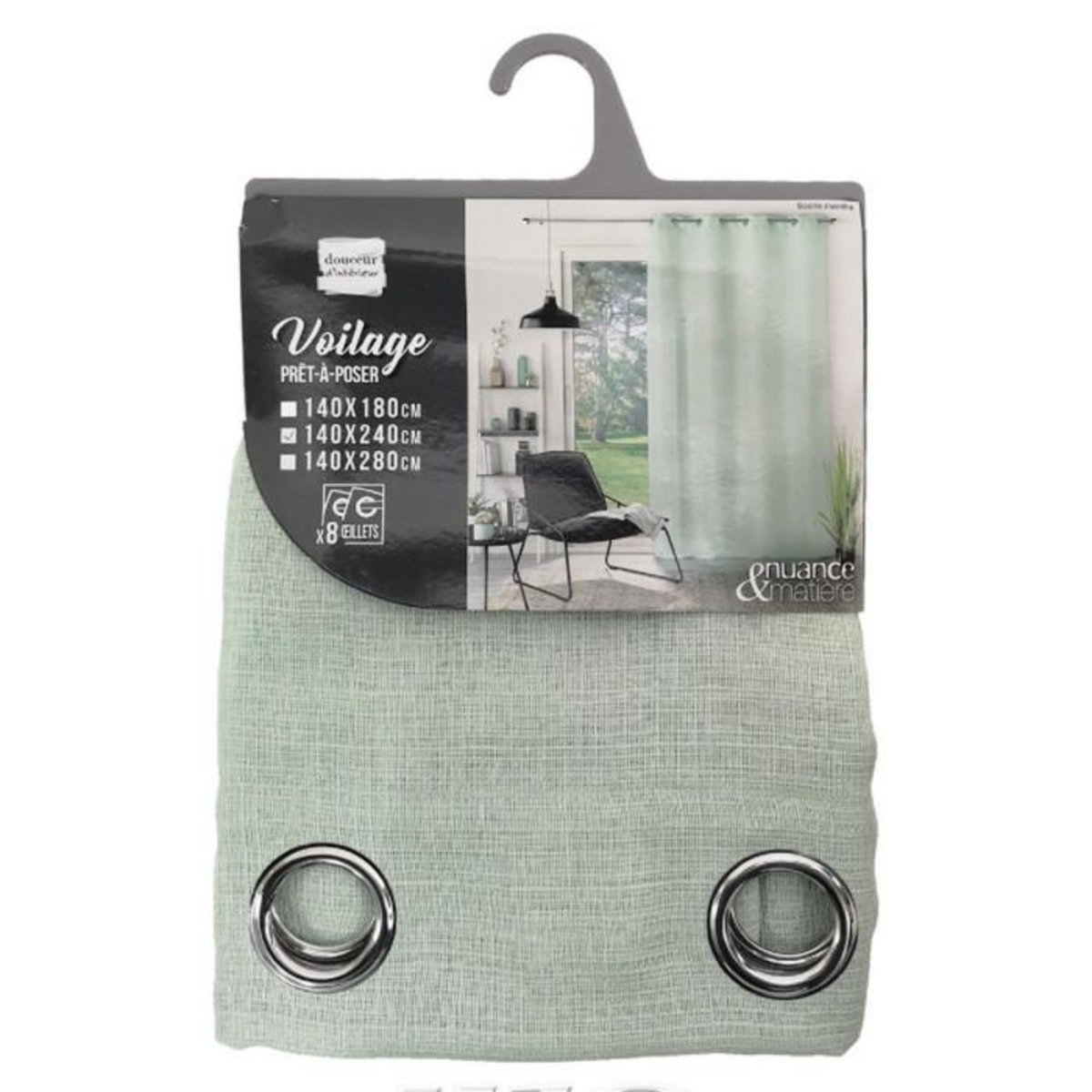 Paris Prix Rideau Voilage à Œillets  Soane  140x240cm Menthe