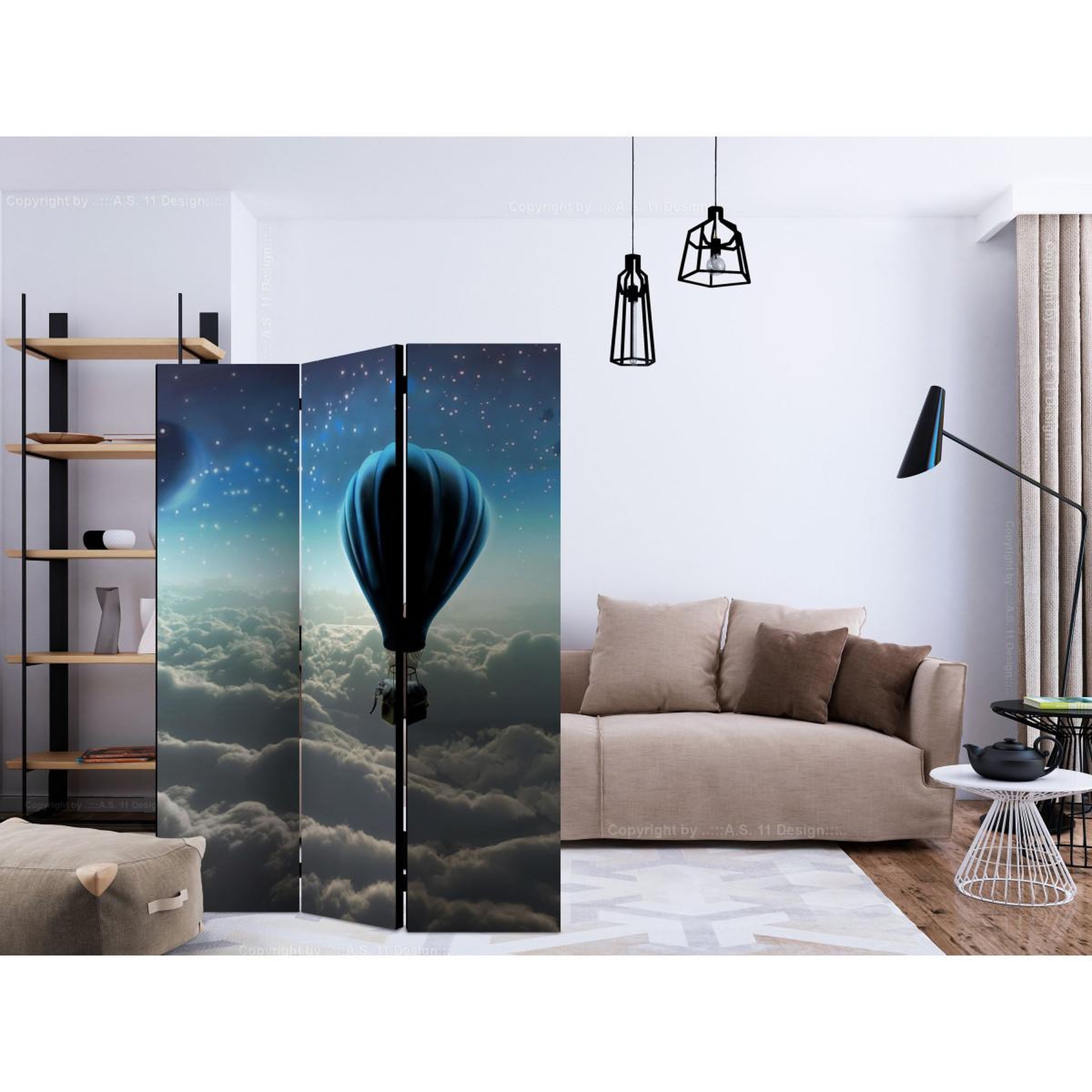 Voir la diapositive 2 : Paris Prix Paravent 3 volets  night expedition  135x172cm