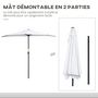 Voir la diapositive 6 : OUTSUNNY Demi parasol - parasol de balcon - ouverture fermeture manivelle - acier polyester haute densité blanc