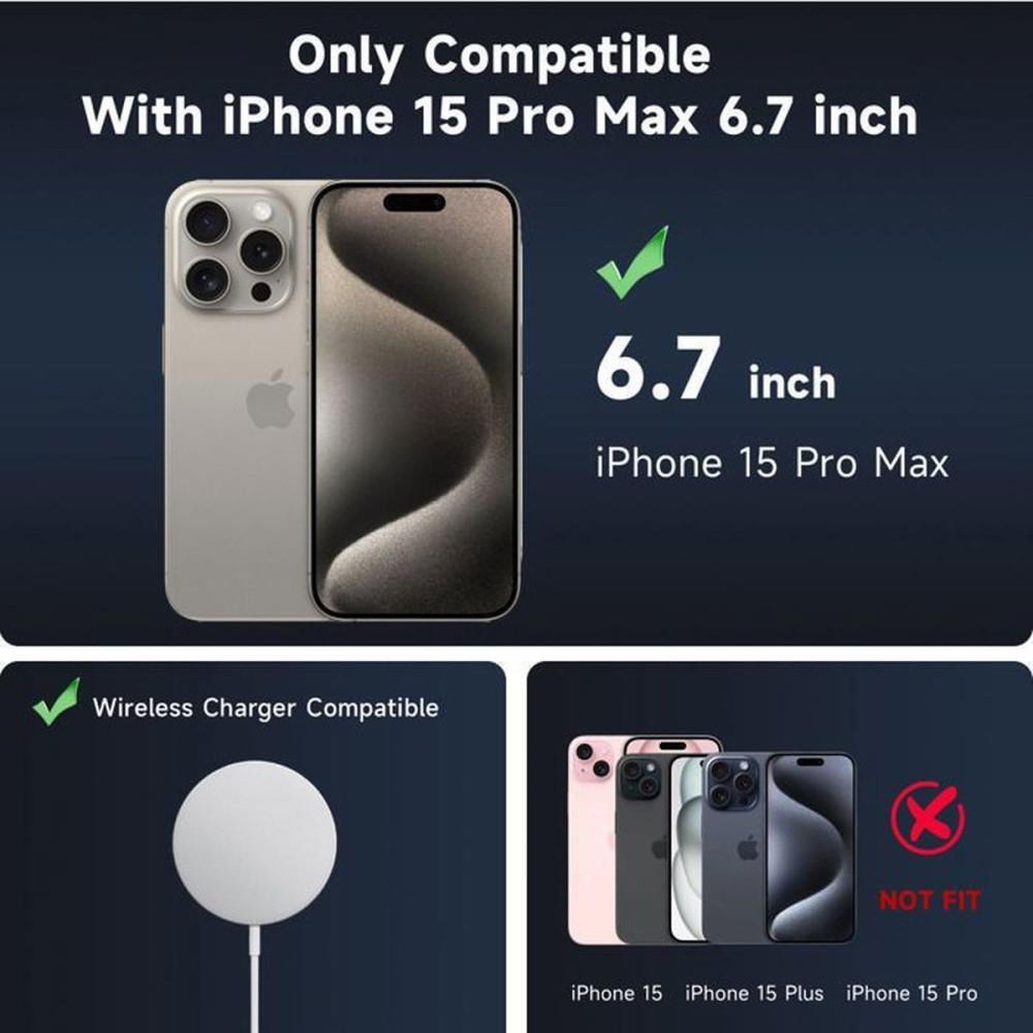 Voir la diapositive 2 : Coque cuir pour iPhone 15 Pro Max 6,7  grise compatible MagSafe en TPU et PU avec protection anti-chocs et accès boutons/ports