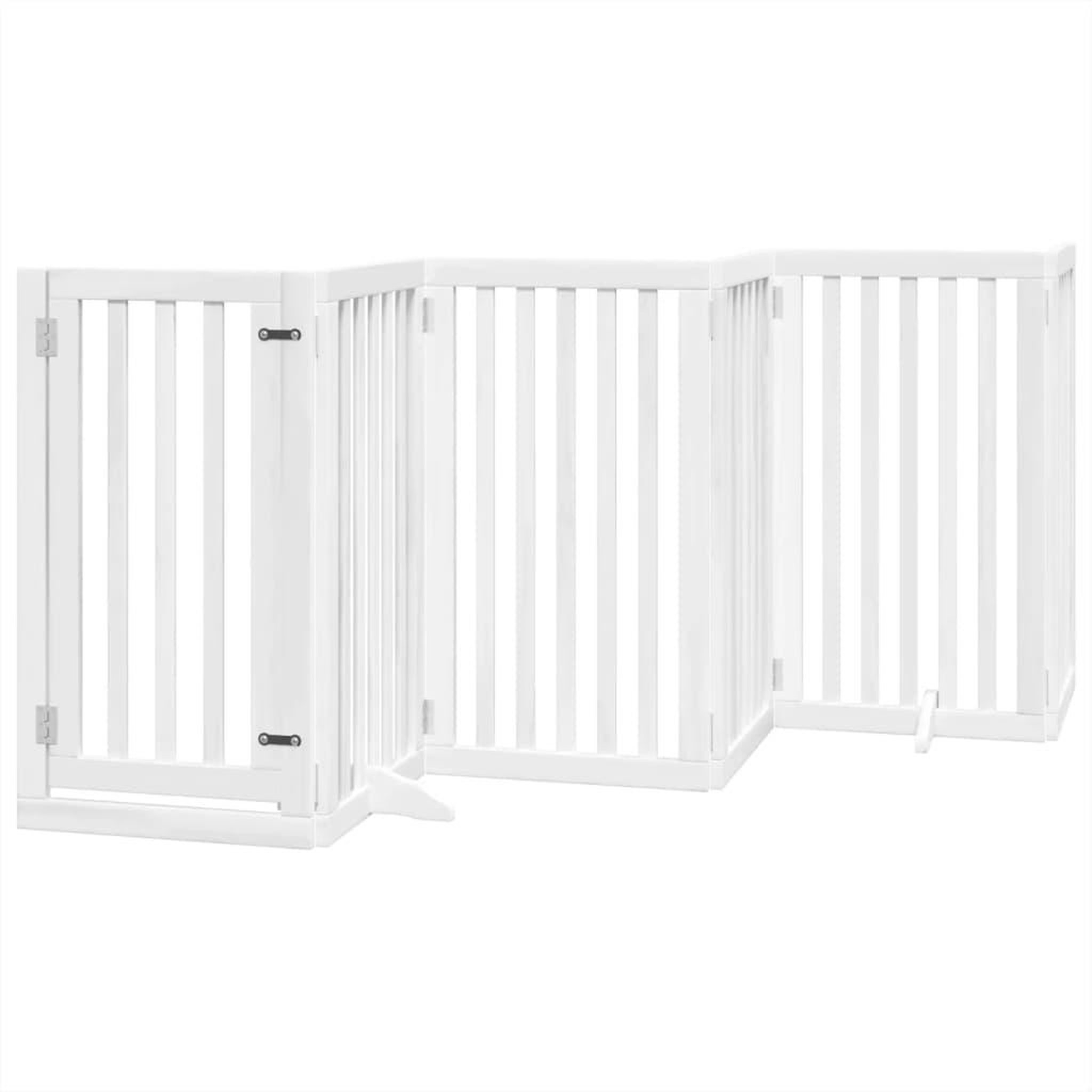 Voir la diapositive 2 : VIDAXL Barriere pour chiens et porte 6 panneaux blanc bois de peuplier