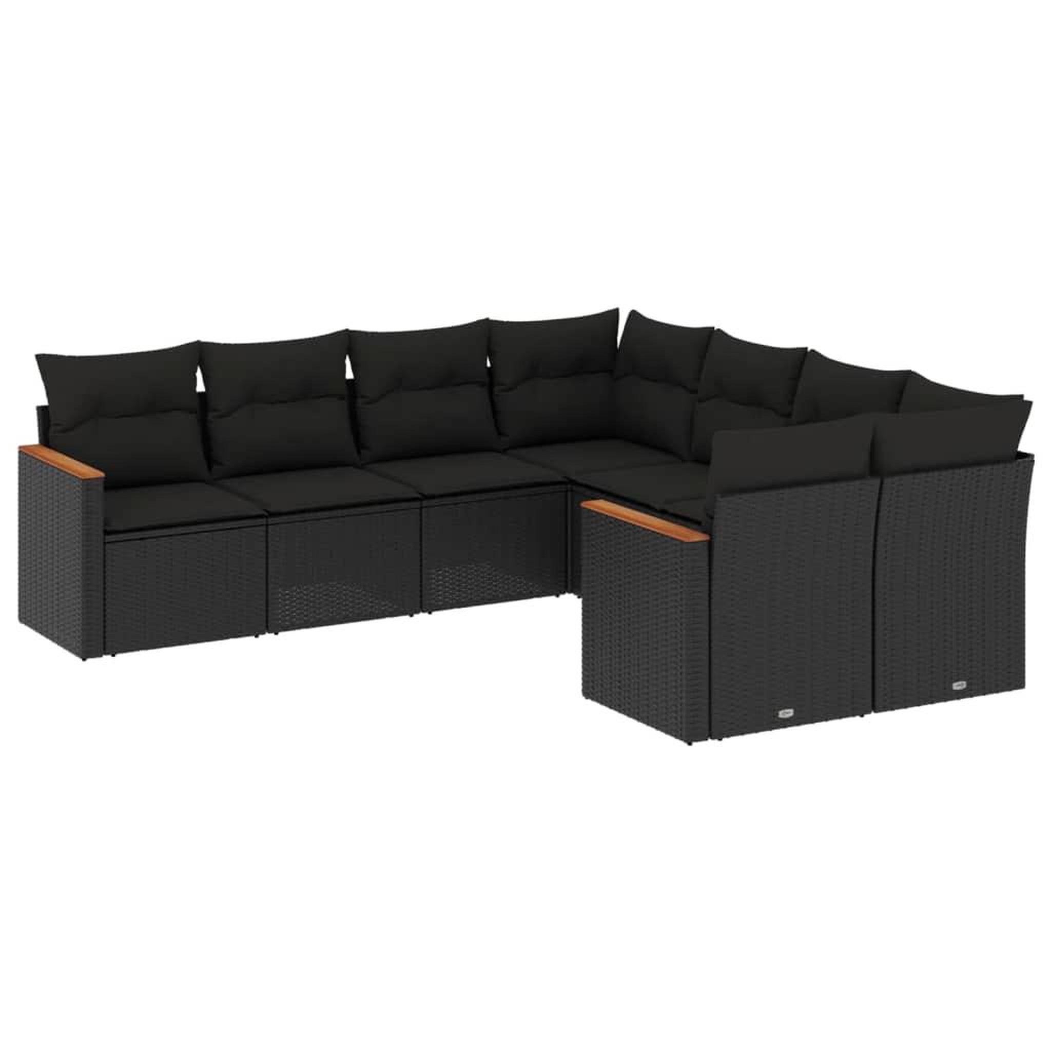 Voir la diapositive 2 : VIDAXL Salon de jardin 8 pcs avec coussins noir resine tressee