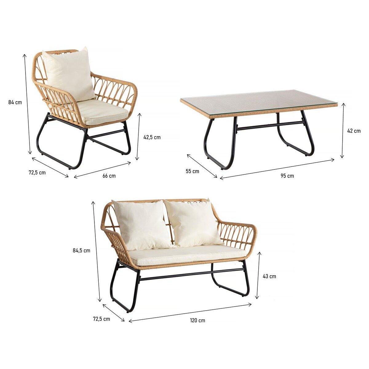 Habitat et Jardin Salon de jardin rotin  Melo  - 4 personnes - Blanc/Marron