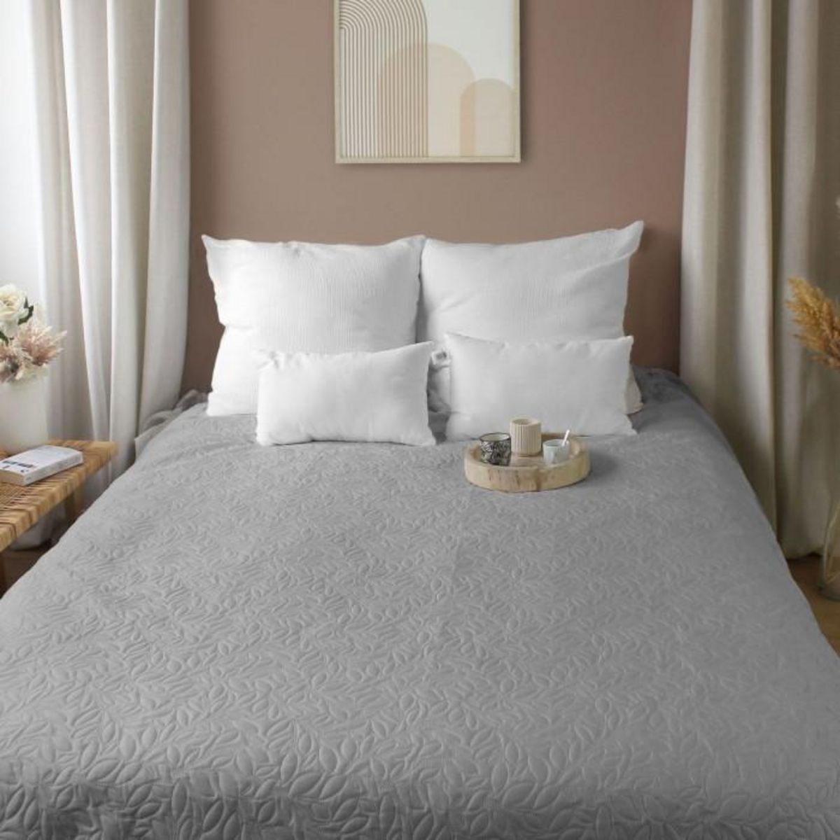 Paris Prix Couvre-lit en Microfibre  Rosa  220x240cm Gris