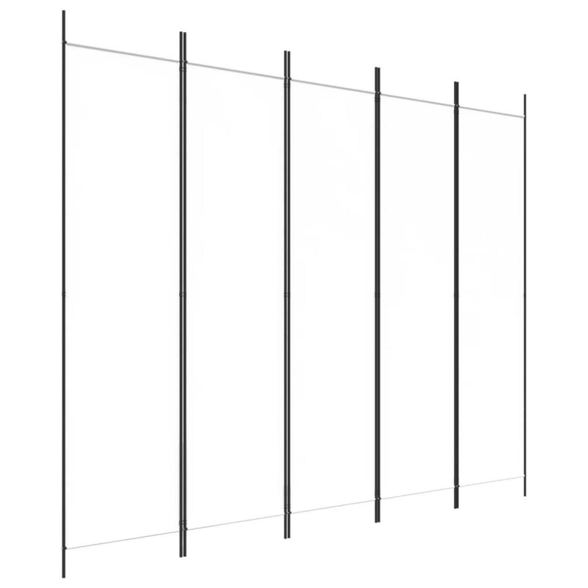 VIDAXL Cloison de separation 5 panneaux Blanc 250x200 cm Tissu