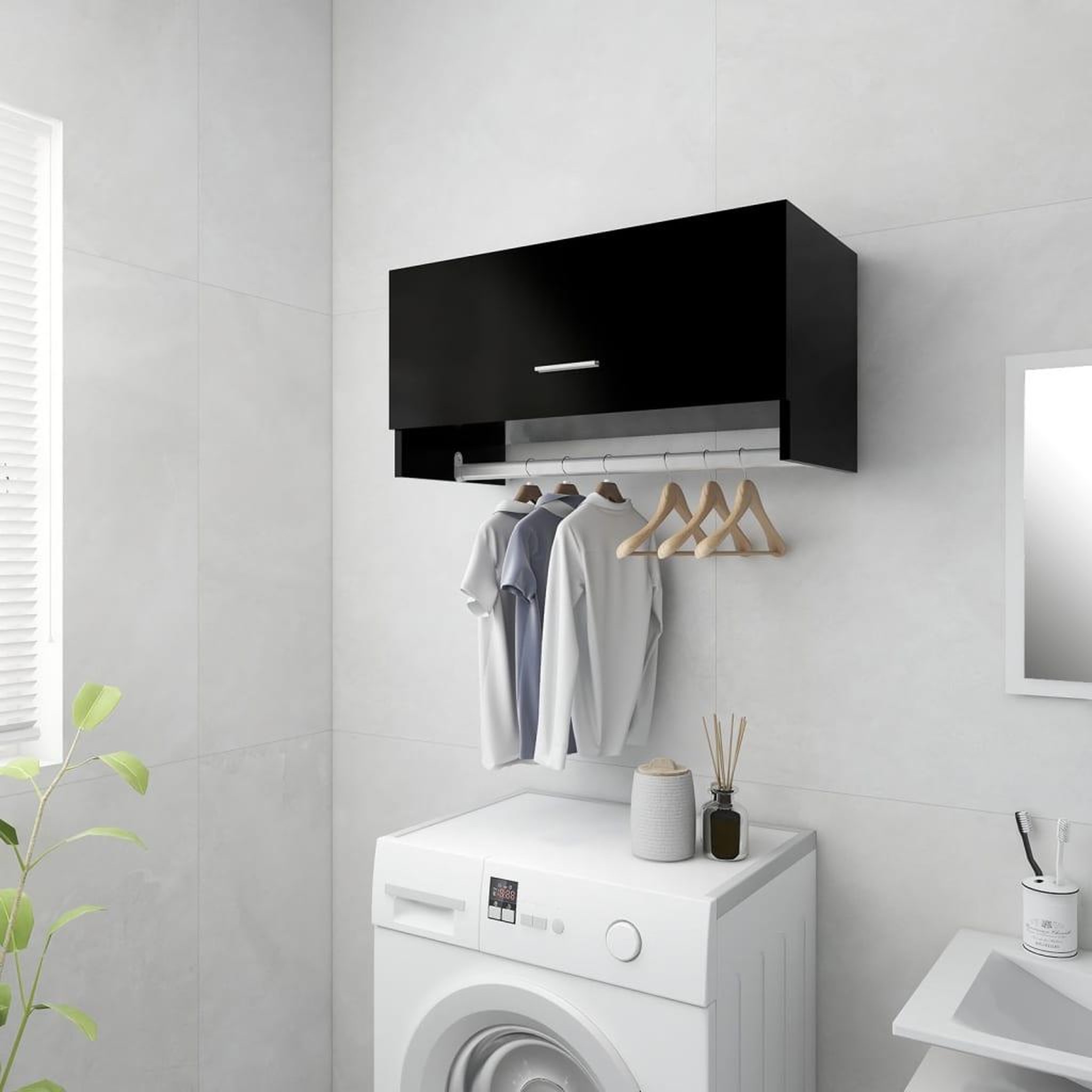 Voir la diapositive 3 : VIDAXL Garde-robe noir 70x32,5x35 cm bois d'ingenierie