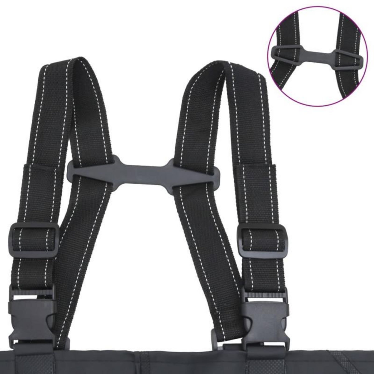 VIDAXL Cuissardes avec bottes et ceinture noir taille 45