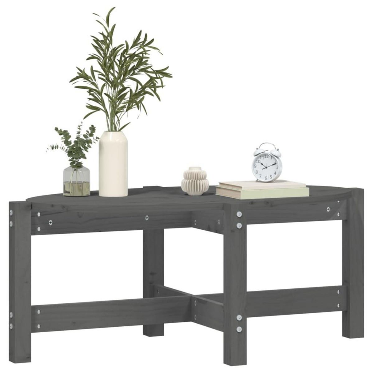 VIDAXL Table basse Gris 87x48x35 cm Bois massif de pin