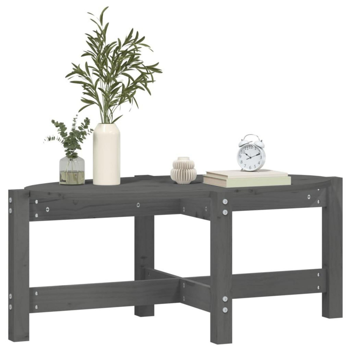 VIDAXL Table basse Gris 87x48x35 cm Bois massif de pin