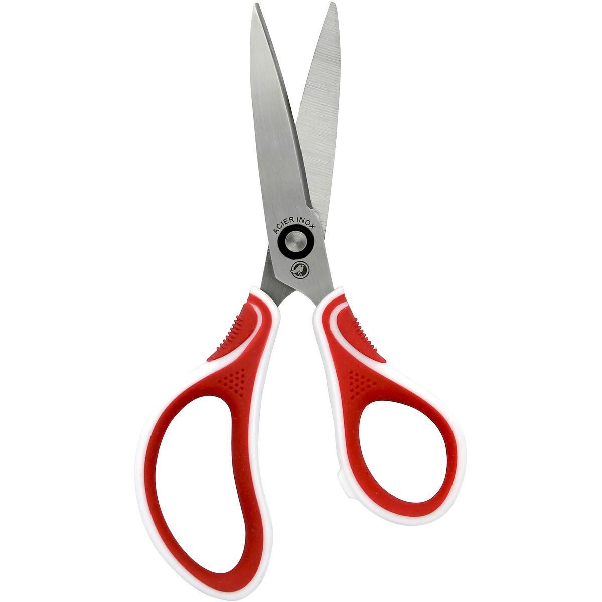 AUCHAN Paire de ciseaux bouts pointus 17cm droitier bi matière rouge