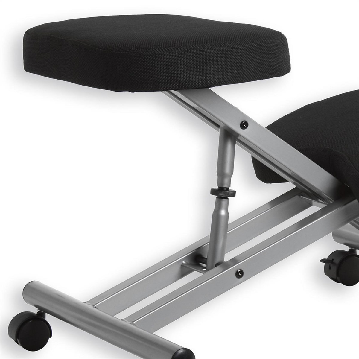 IDIMEX Tabouret ergonomique ROBERT siège ajustable repose genoux chaise de bureau sans dossier, en métal et assise rembourrée noir