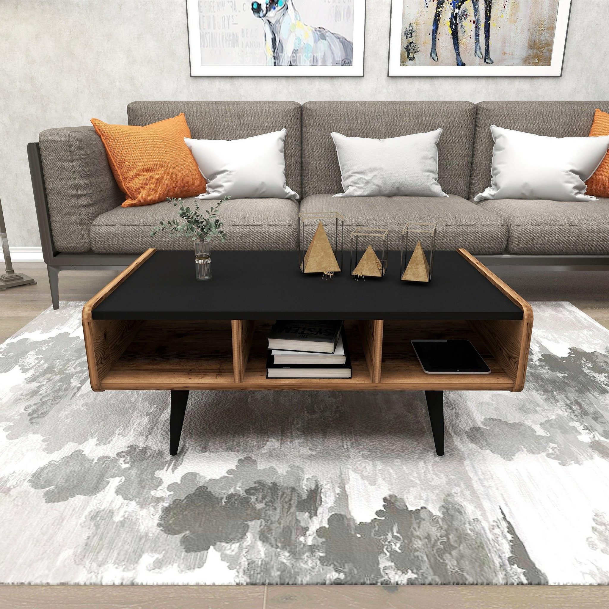 Voir la diapositive 4 : Habitat et Jardin Table basse en bois  line   - 90 x 56 x 40 cm - noyer clair