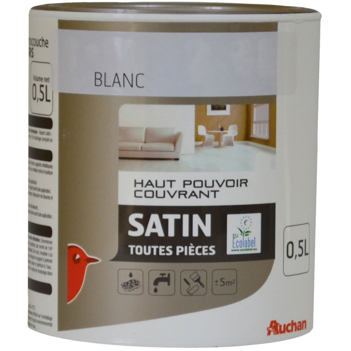 AUCHAN Peinture murale satin Blanc