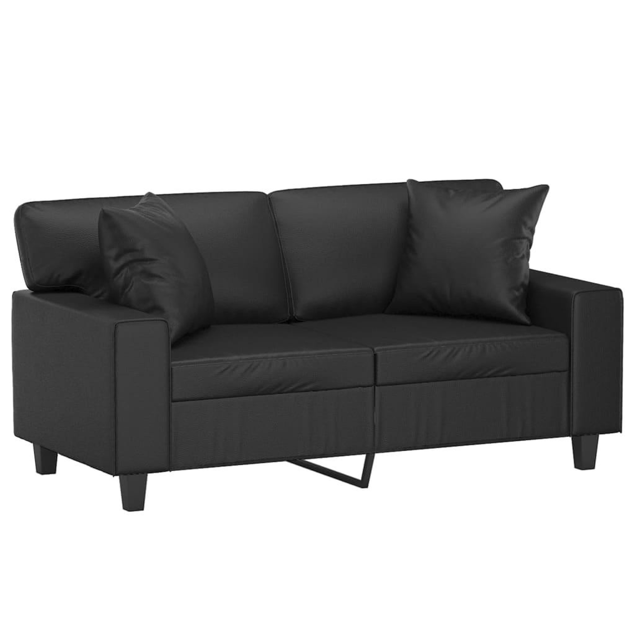 Voir la diapositive 3 : VIDAXL Canape 2 places avec oreillers decoratifs noir 120cm similicuir