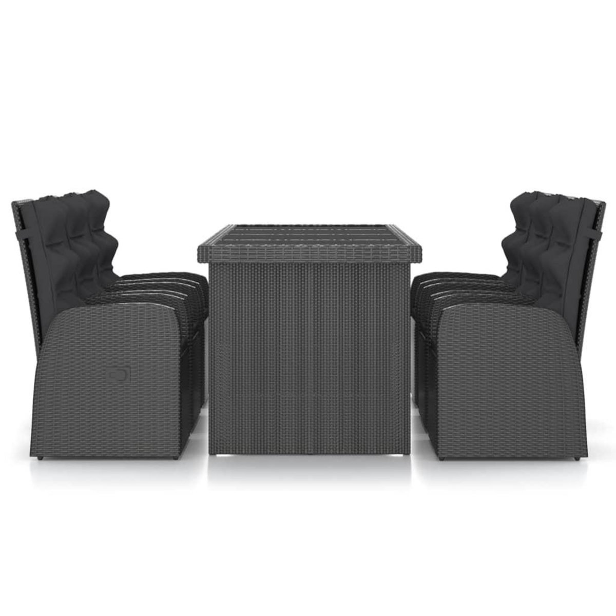 VIDAXL Salon de jardin 7 pcs avec coussins resine tressee noir