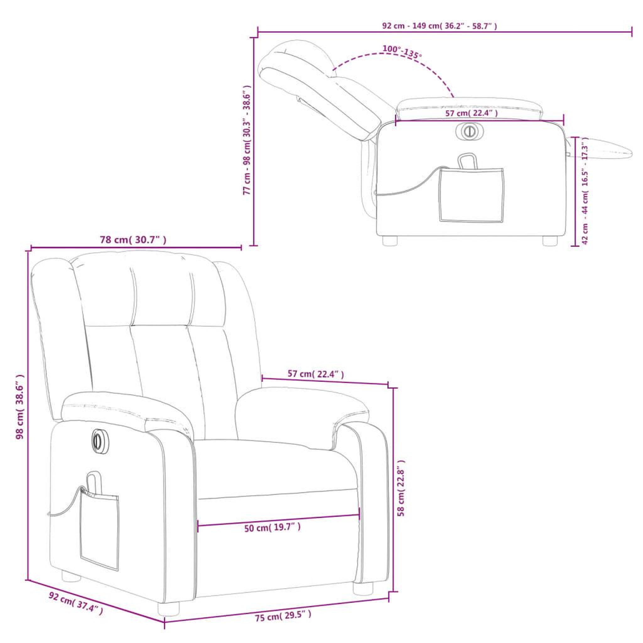 Voir la diapositive 6 : VIDAXL Fauteuil de massage inclinable electrique gris similicuir