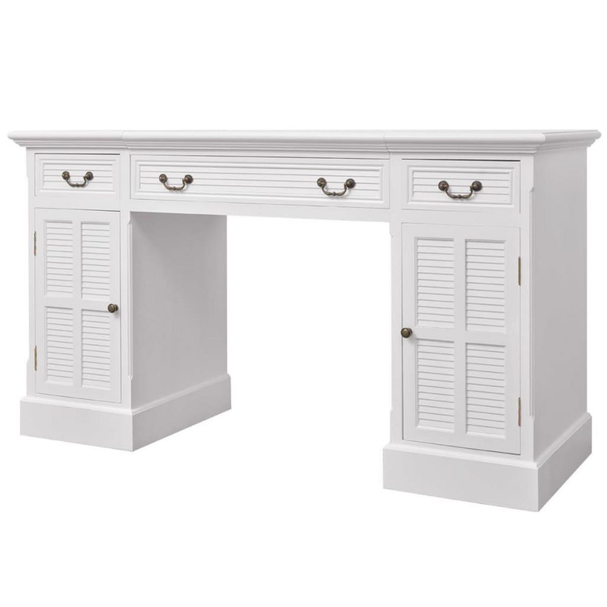 VIDAXL Bureau a double piedestal Blanc 140 x 48 x 80 cm