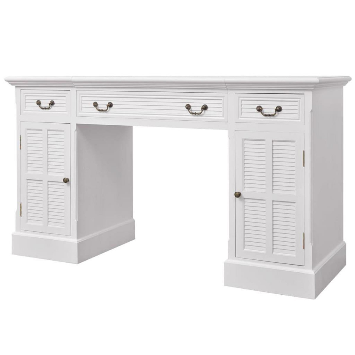 VIDAXL Bureau a double piedestal Blanc 140 x 48 x 80 cm
