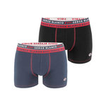 SERGE BLANCO Lot de 2 Boxers homme surpiqûres Class. Coloris disponibles : Bleu
