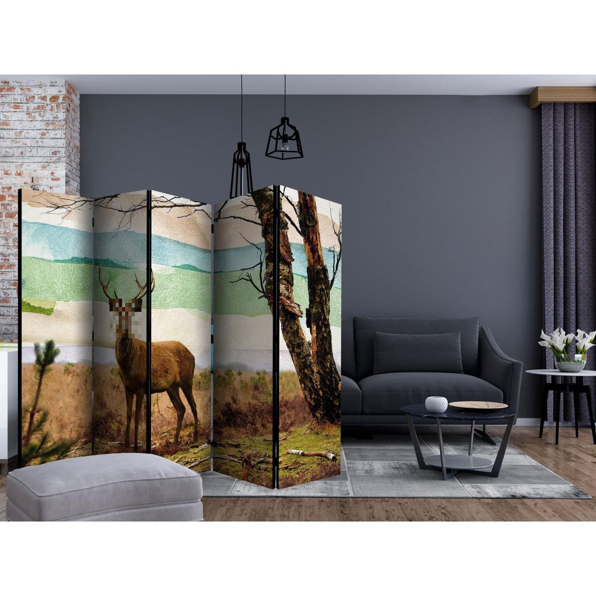 Voir la diapositive 2 : Paris Prix Paravent 5 volets  forest fugitive  172x225cm