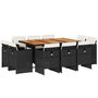 Voir la diapositive 2 : VIDAXL Ensemble a manger de jardin 11 pcs coussins noir resine tressee