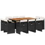 Voir la diapositive 2 : VIDAXL Ensemble a manger de jardin 11 pcs coussins noir resine tressee