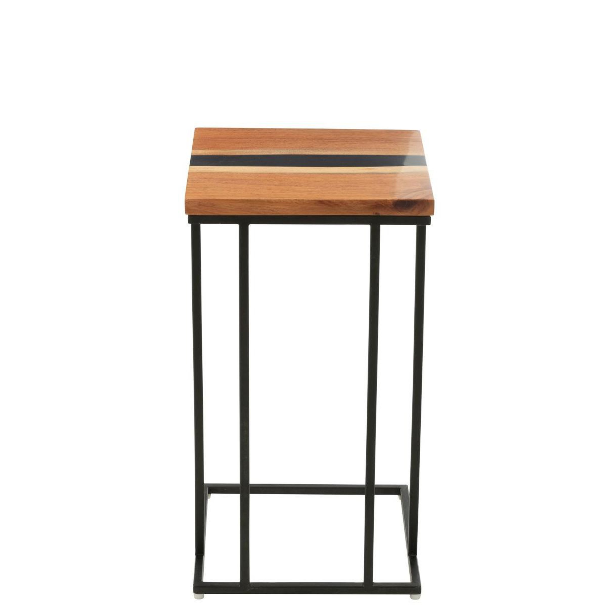 Voir la diapositive 4 : J-LINE Table d'appoint carrée en bois  douglas  55cm naturel & noir