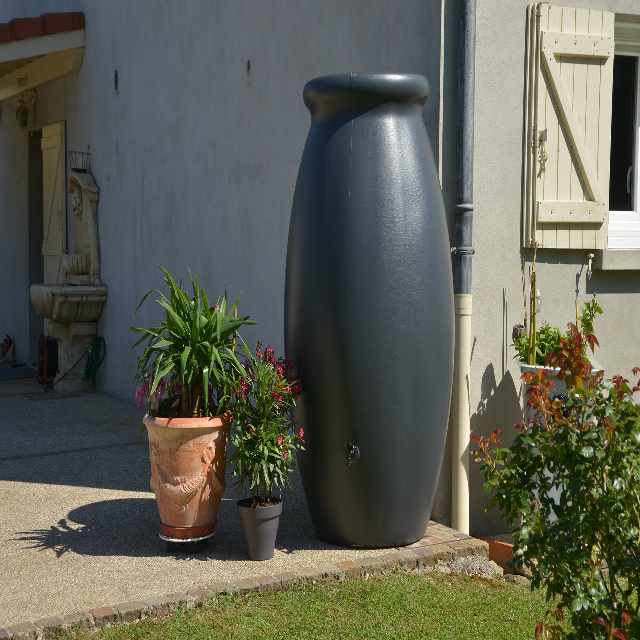 Belli Récupérateur d'eau amphore Anthracite - 1000L - TOSCAN