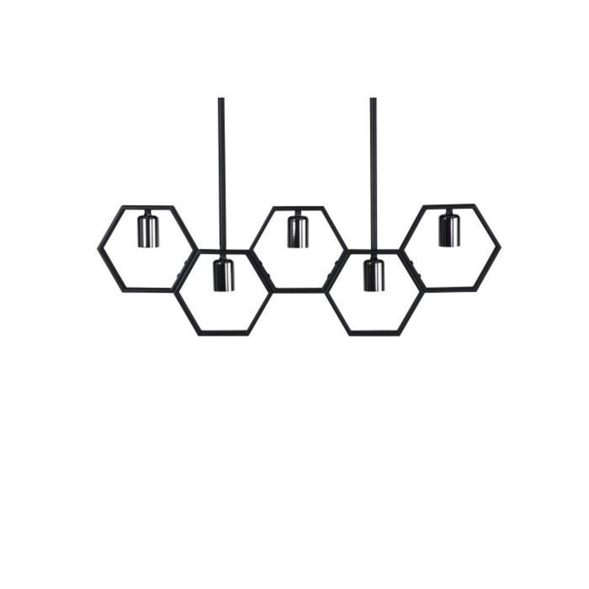 Paris Prix Lampe Suspension Design 5 Lampes  Queen B  80cm Noir