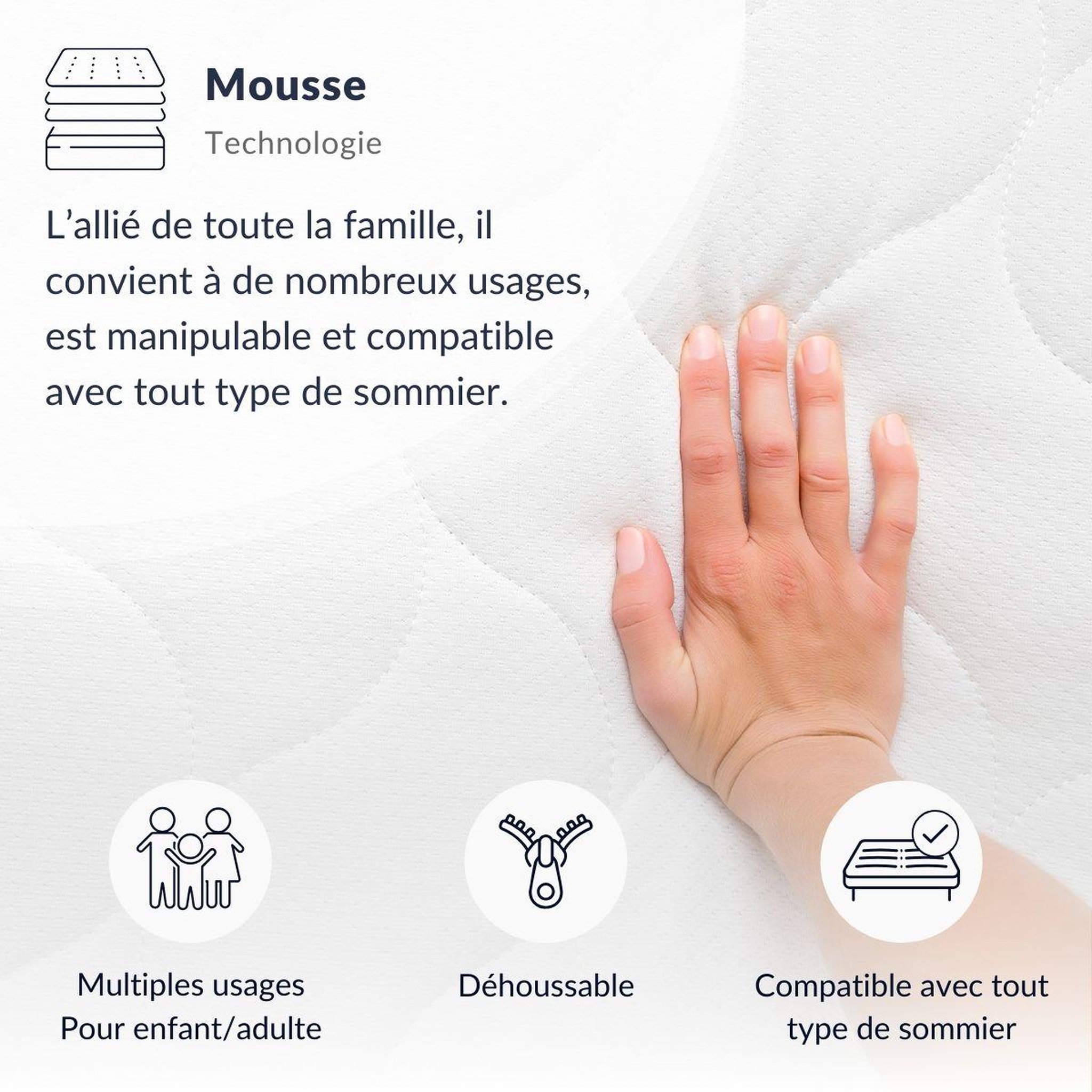 Voir la diapositive 6 : OLYMPE LITERIE Olympe literie | matelas enfant artemis | mousse avec mémoire de forme