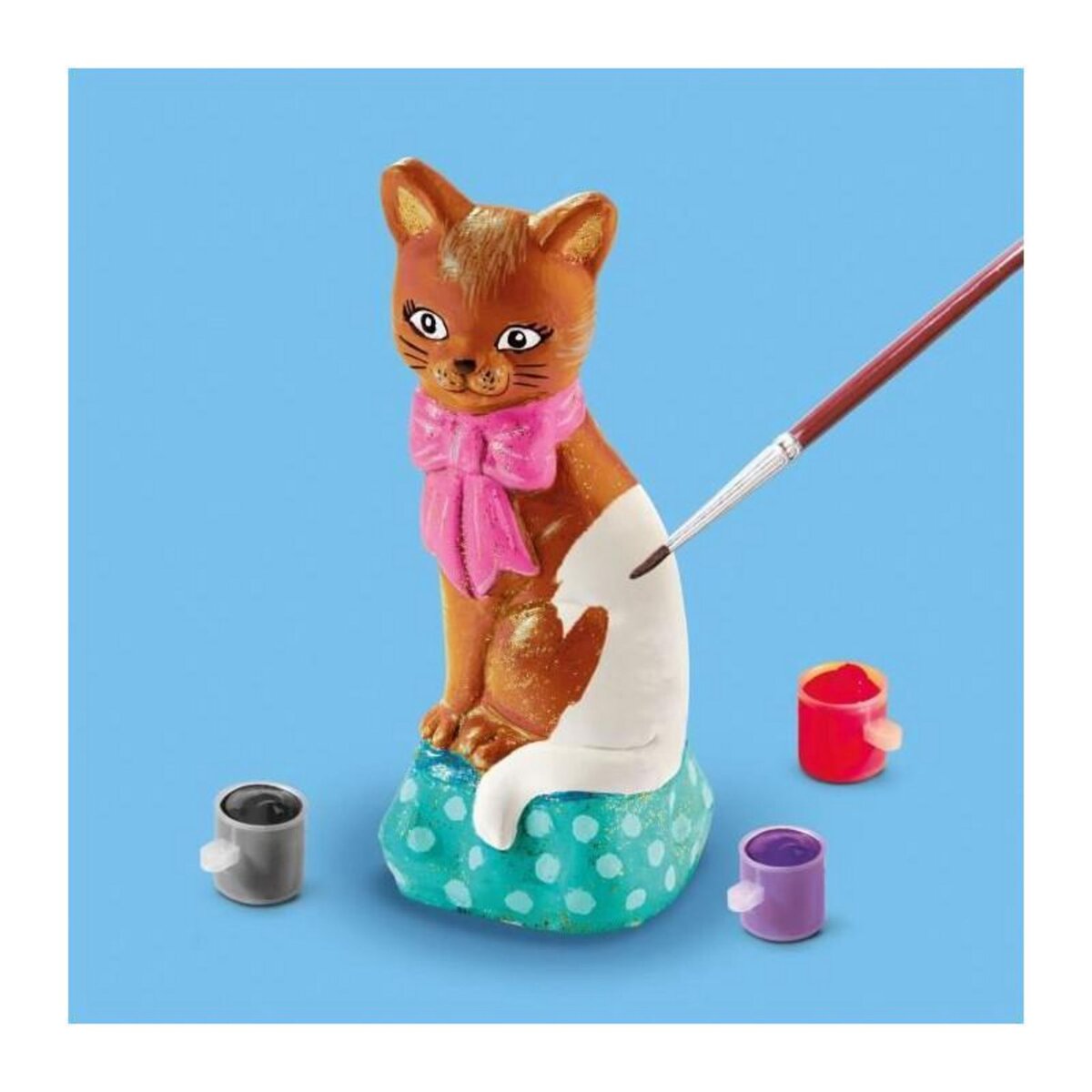 SES Creative Moulage et peinture - Chat - Loisirs créatifs - SES CREATIVE - Pour réaliser des chats avec 6 couleurs de peinture.