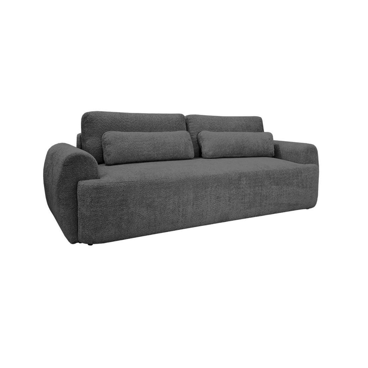 BEST MOBILIER Mahina - canapé droit 3 places - convertible avec coffre - en tissu bouclette