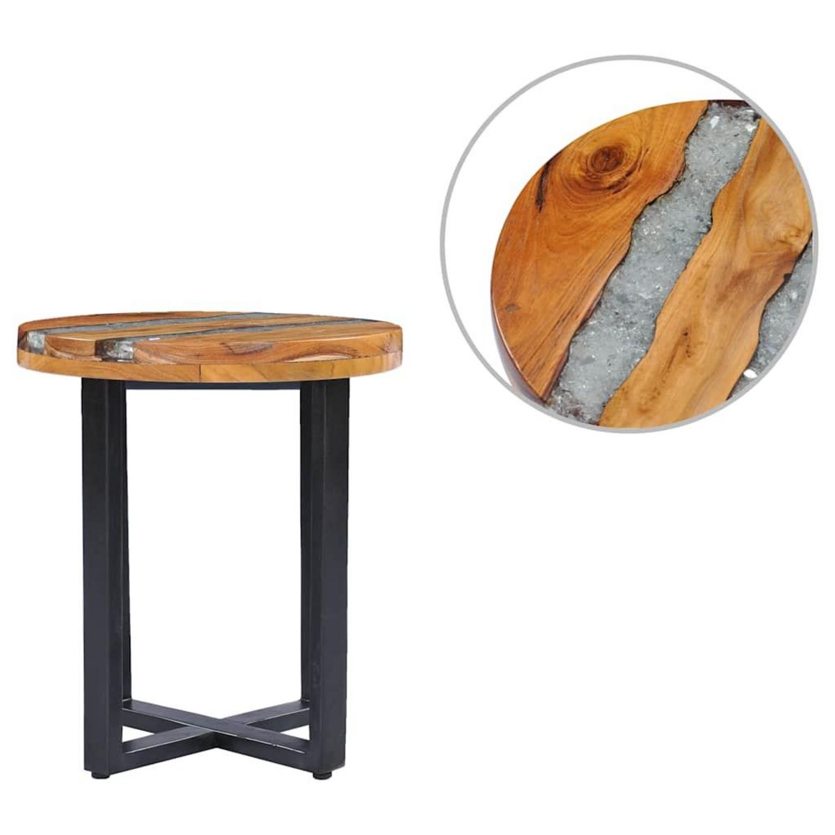 VIDAXL Table basse 40x45 cm Bois de teck massif et polyresine